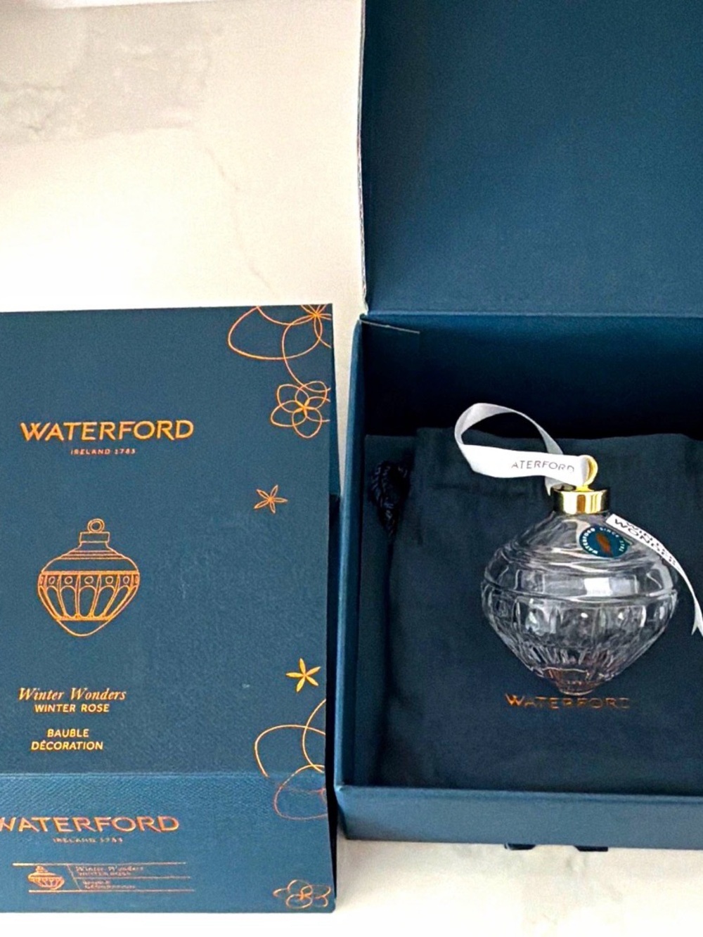 Waterford Winter Wonders Winter Rose Clear Crystal Hanging Bauble Ornament